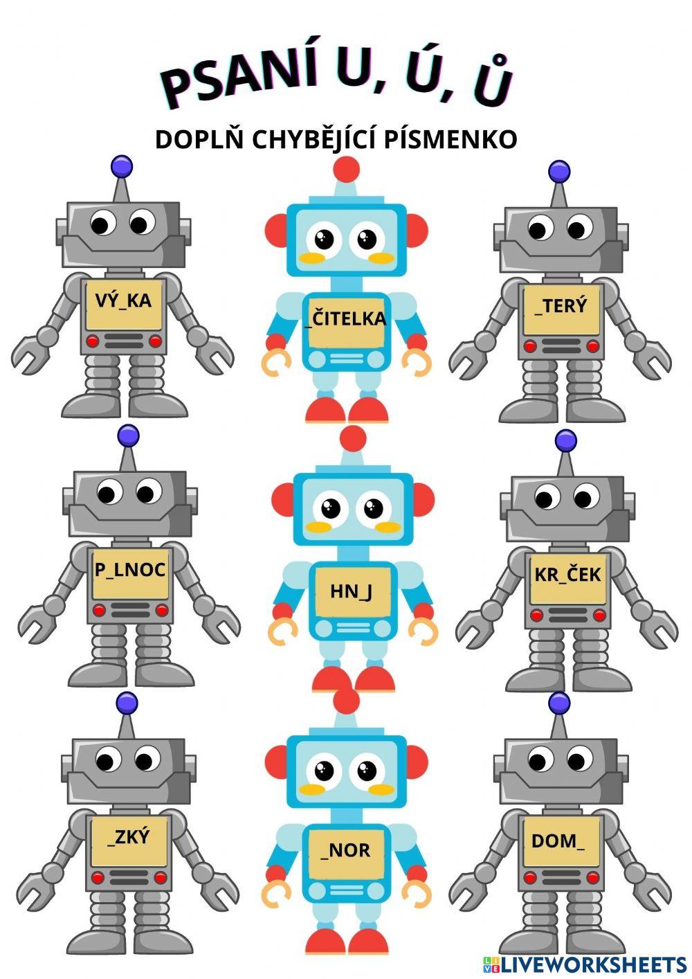 Psaní ú,ů s robotem