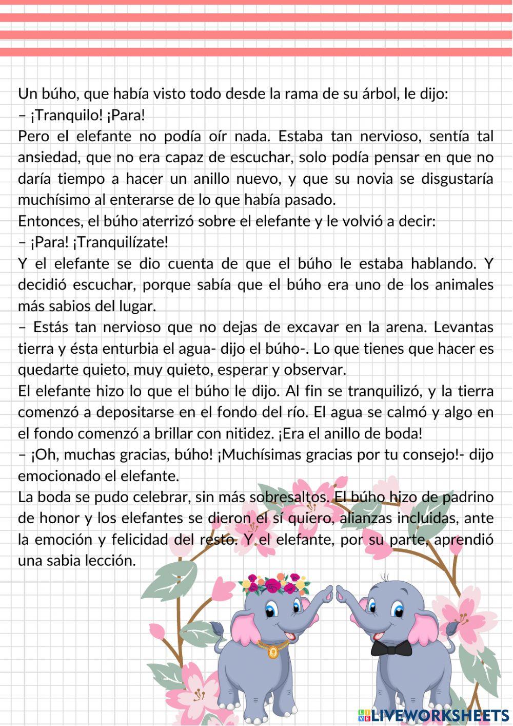 Comprensión de lectura y dictado