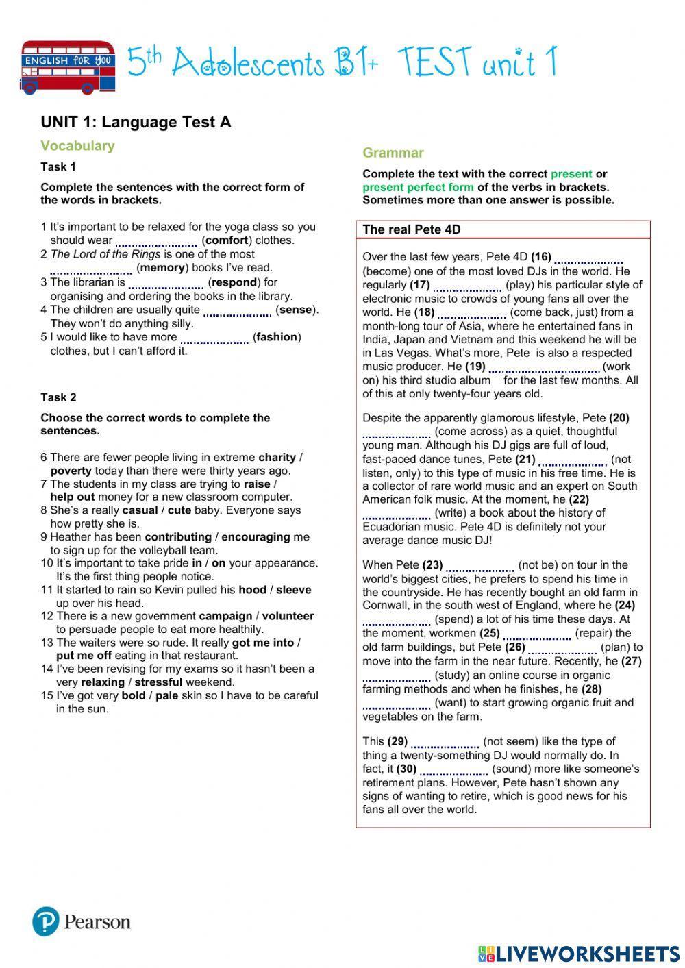 Test B unit 1 GEB1+ Test B unit 1 GEB1+