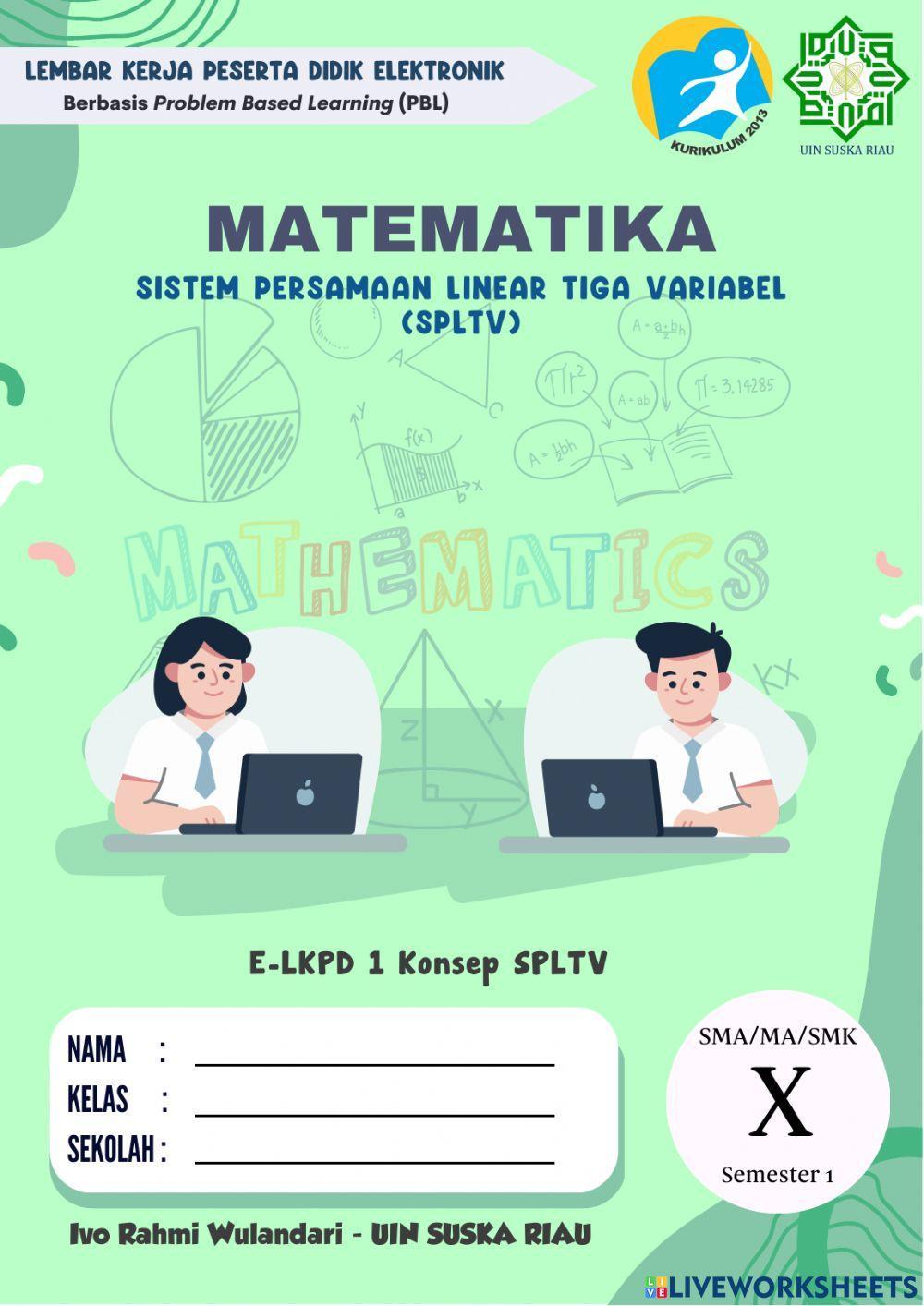 E-LKPD 1 Konsep SPLTV