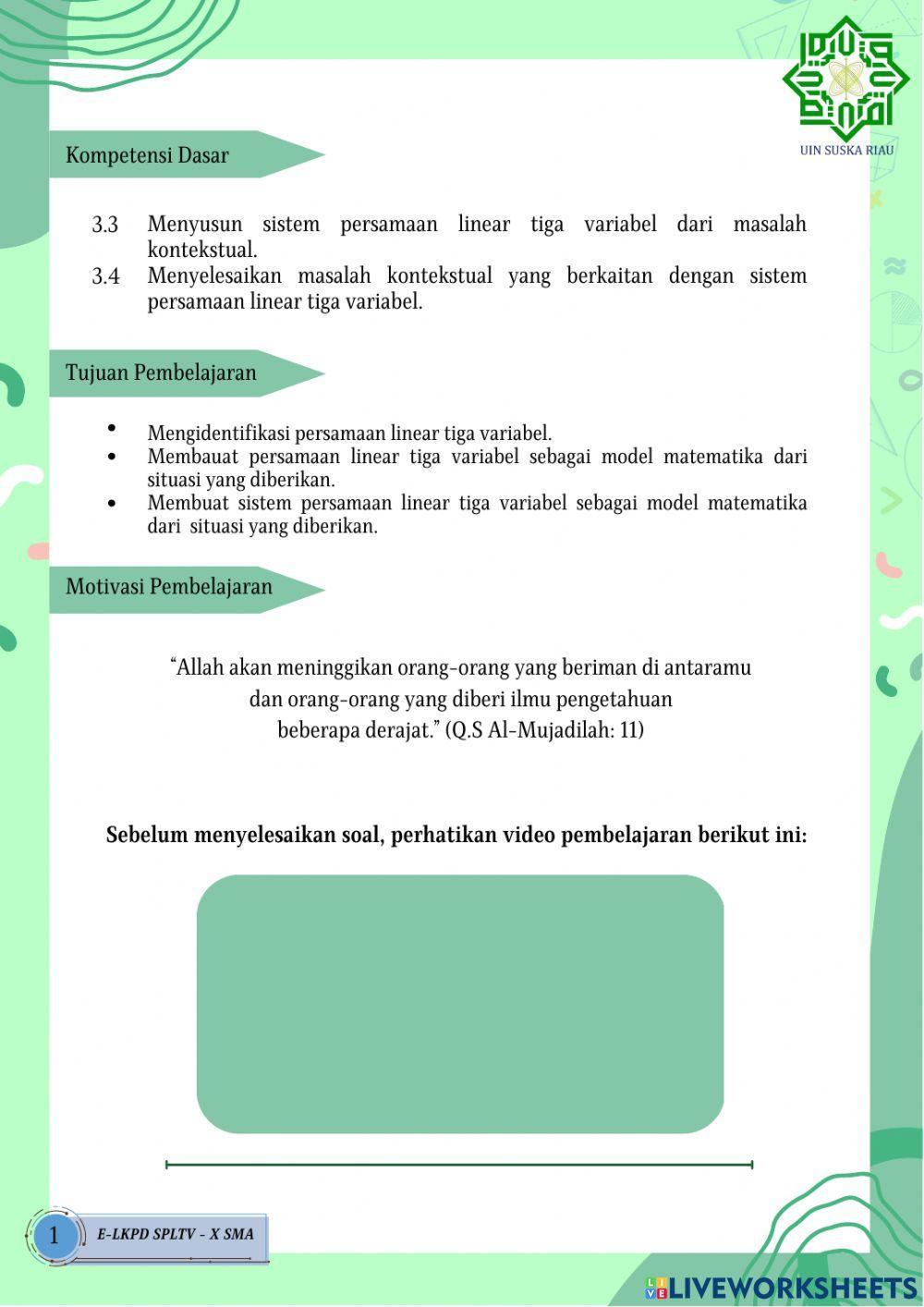 E-LKPD 1 Konsep SPLTV