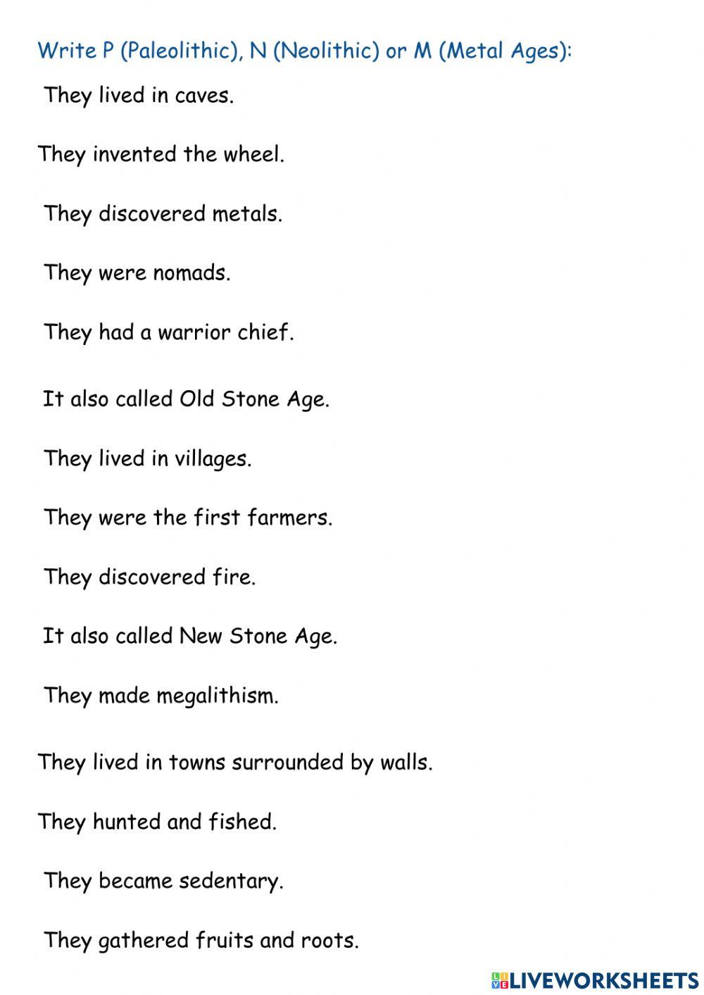 Stages of Prehistory