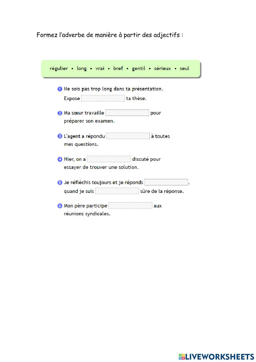 Adverbes de manière