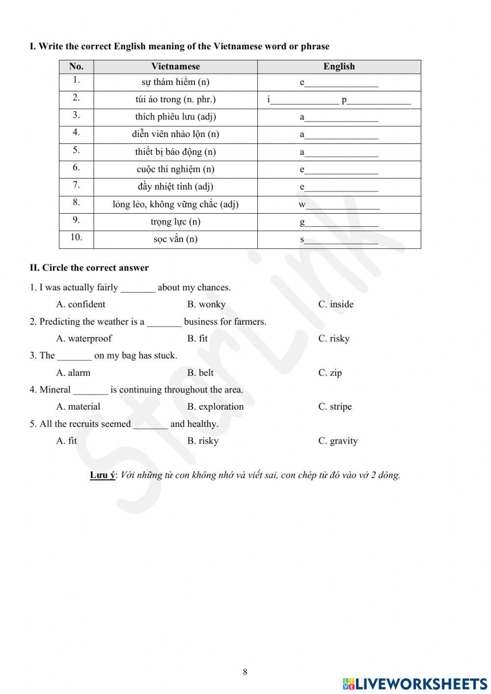 Foreign Teacher-S6-WEEK 25-U6-VOCAB REVISION