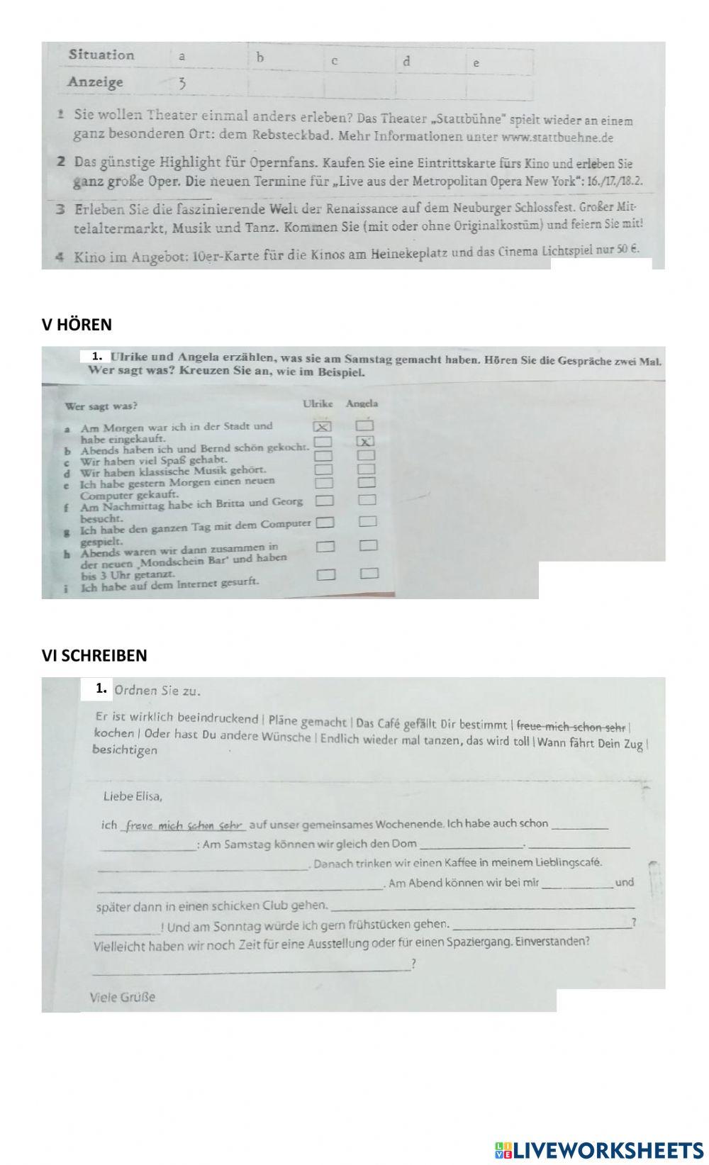 A2 Prüfung Lektionen 5 und 6