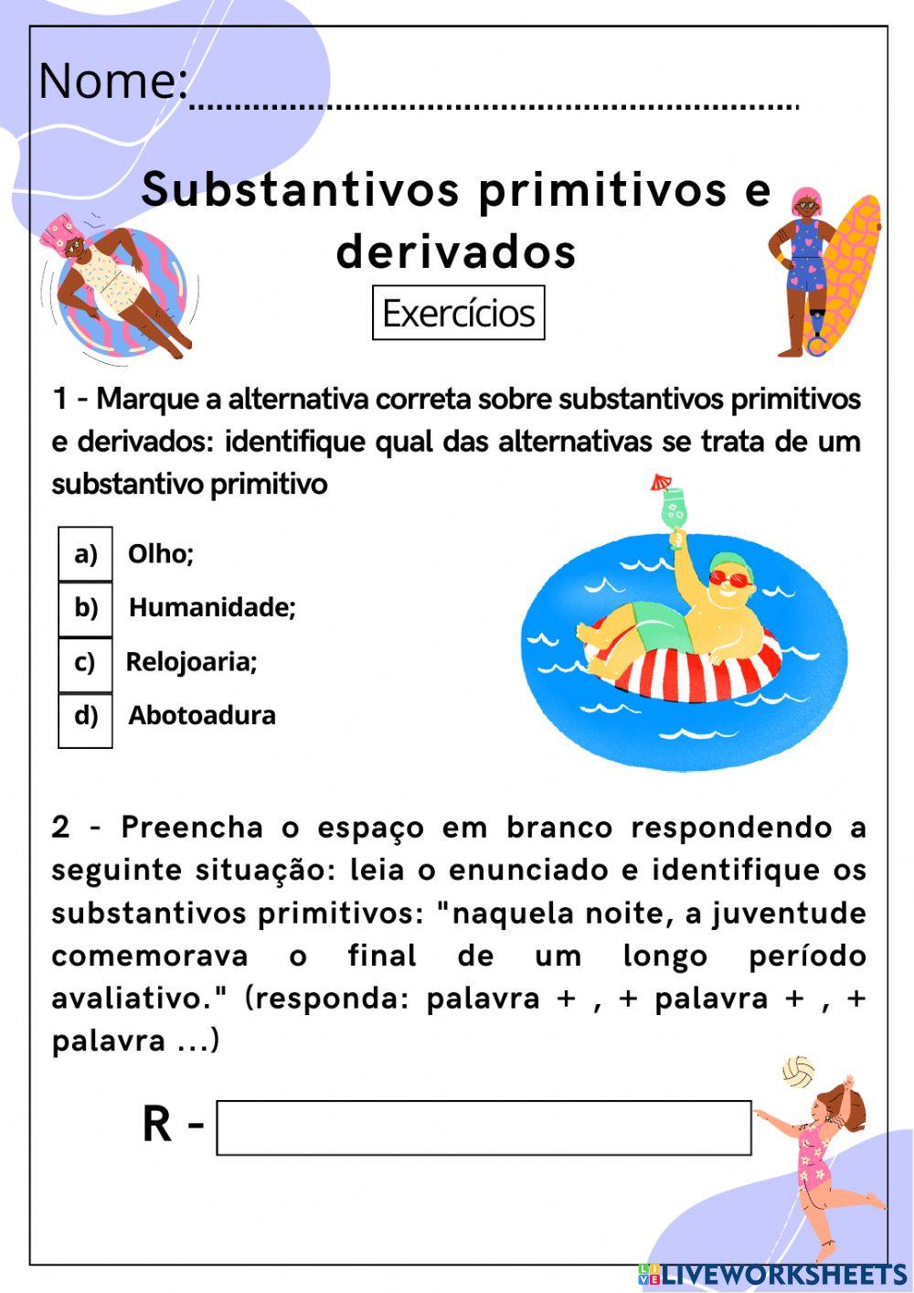 Substantivos primitivos e derivados