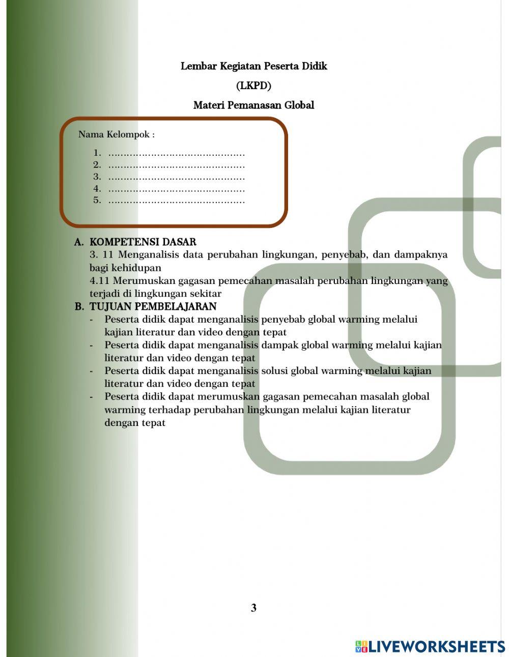 Lkpd pemanasan global