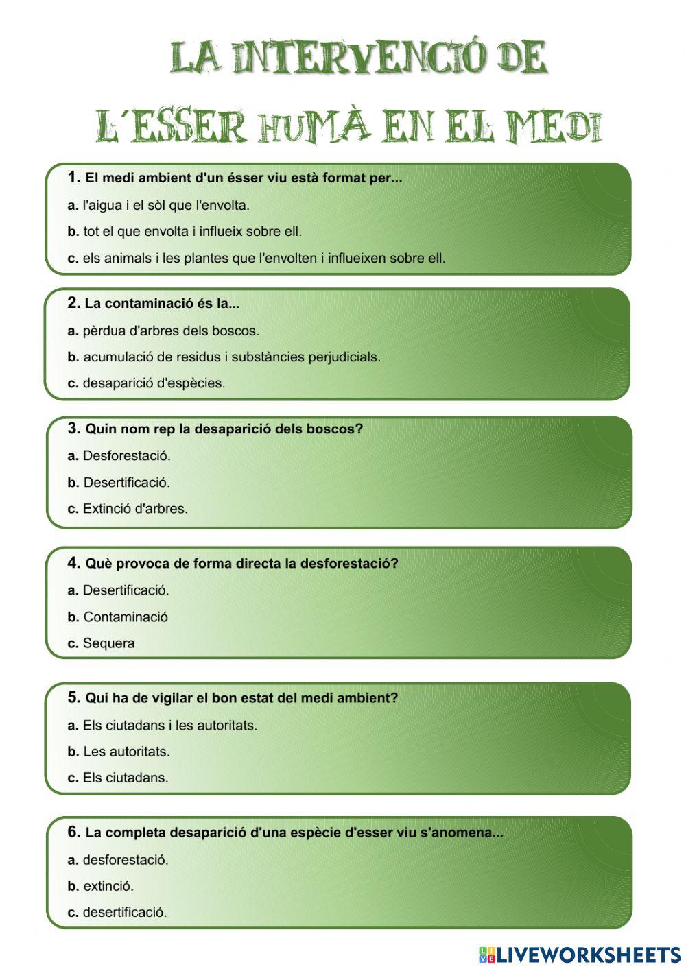 La intervenció de l-esser humà en el medi