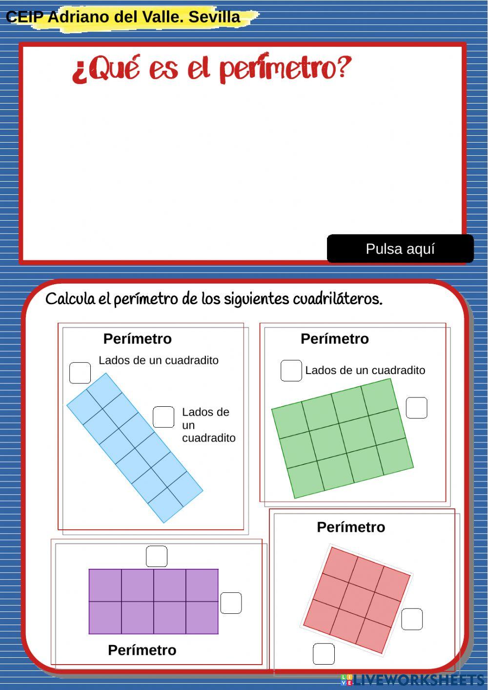Perímetro de cuadrados. Sin unidades de medida estándares