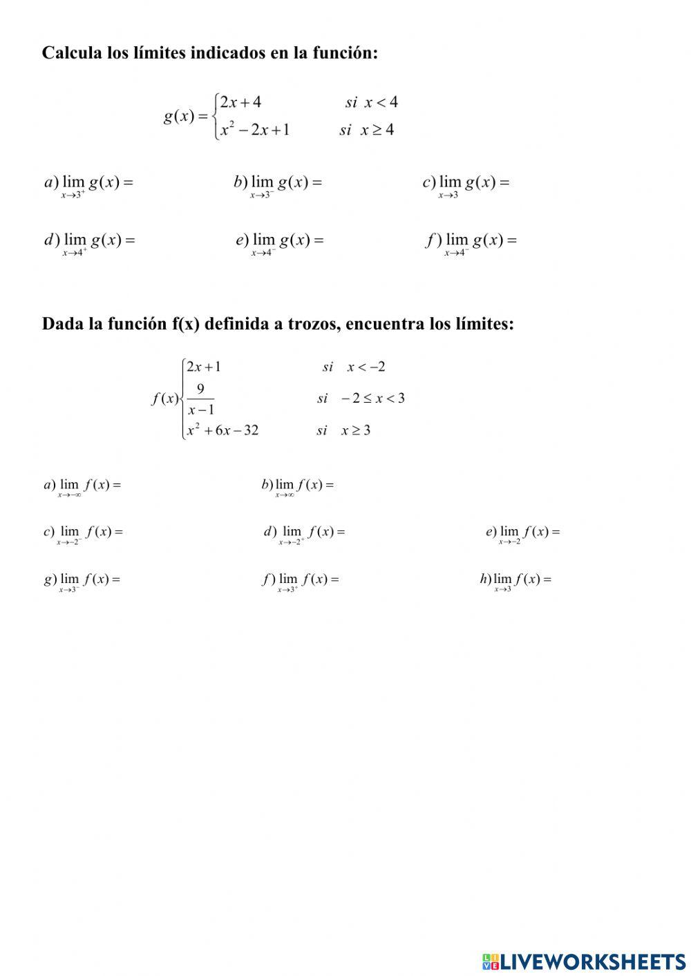 Limites de funciones a trozos