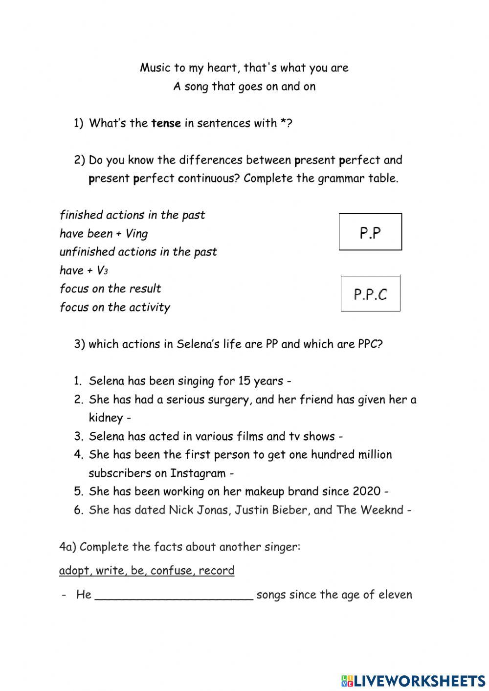 Love you like a love song Present perfect-continuous