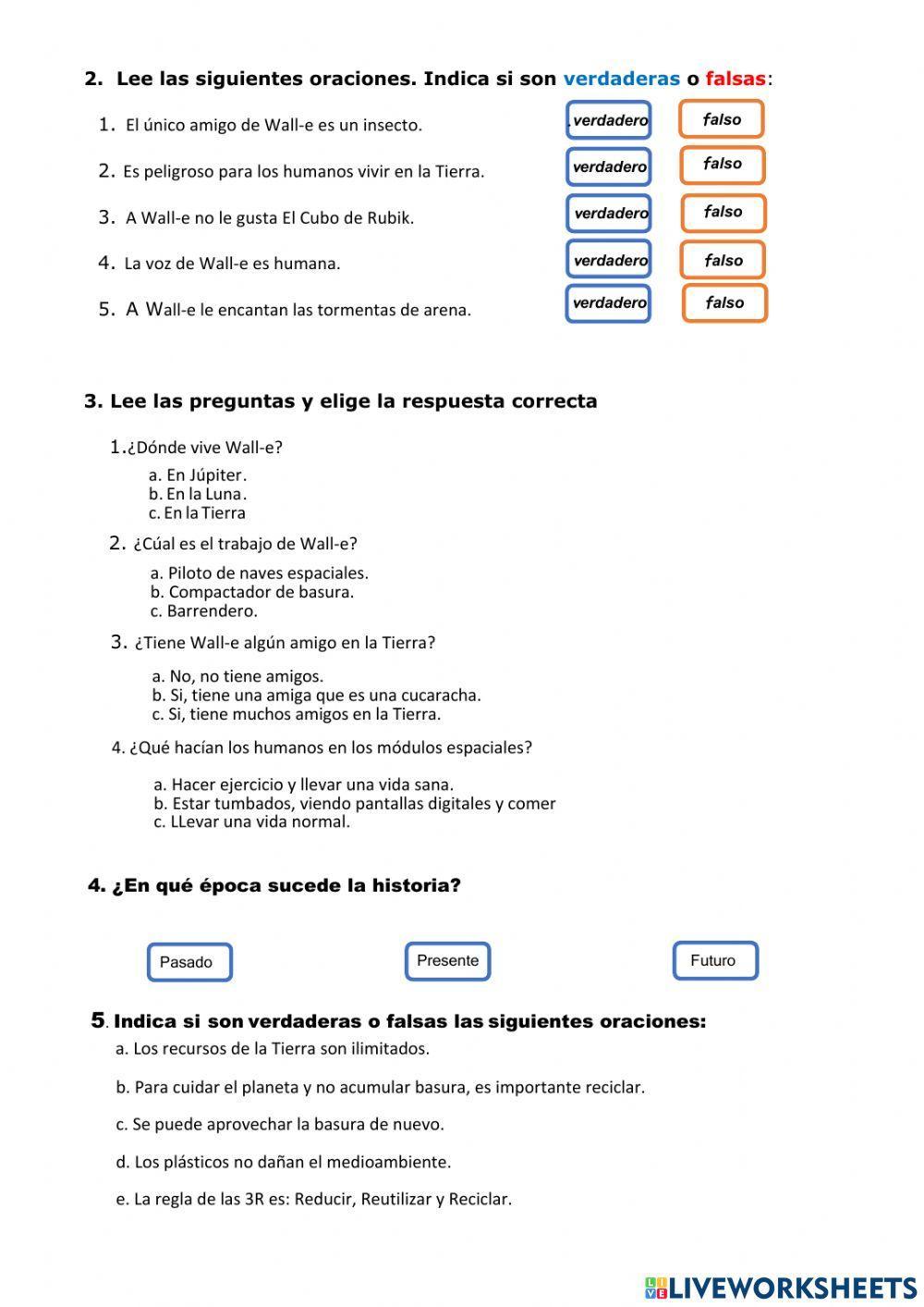 Comprensión lectora Wall-e