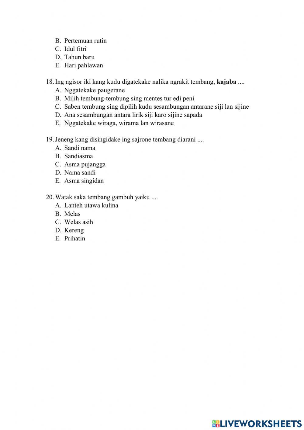 Latihan Soal Gambuh Kelas XI