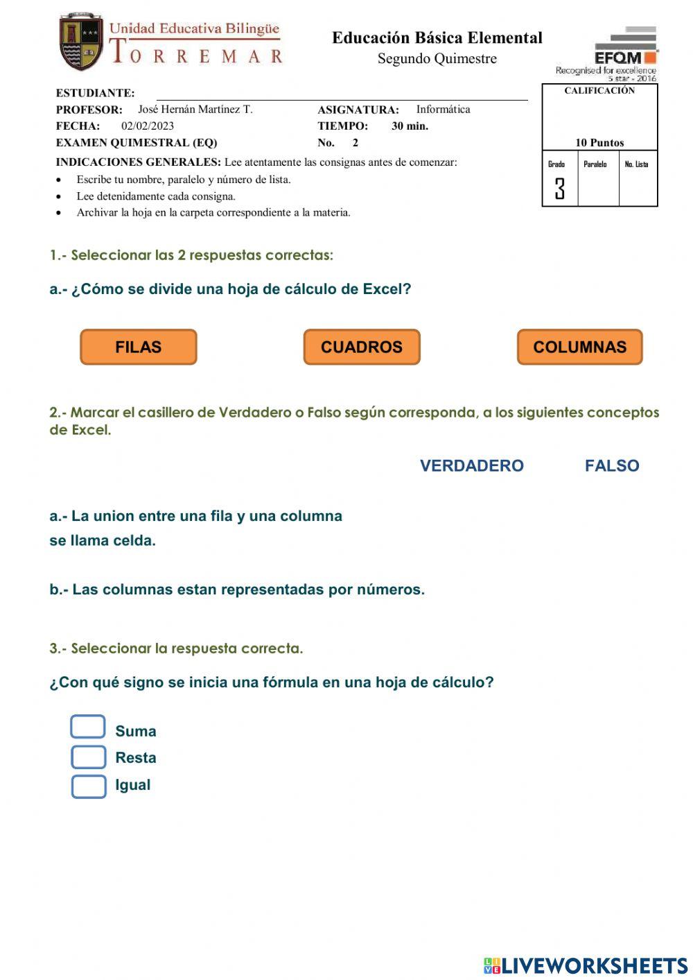 Examen de 3°