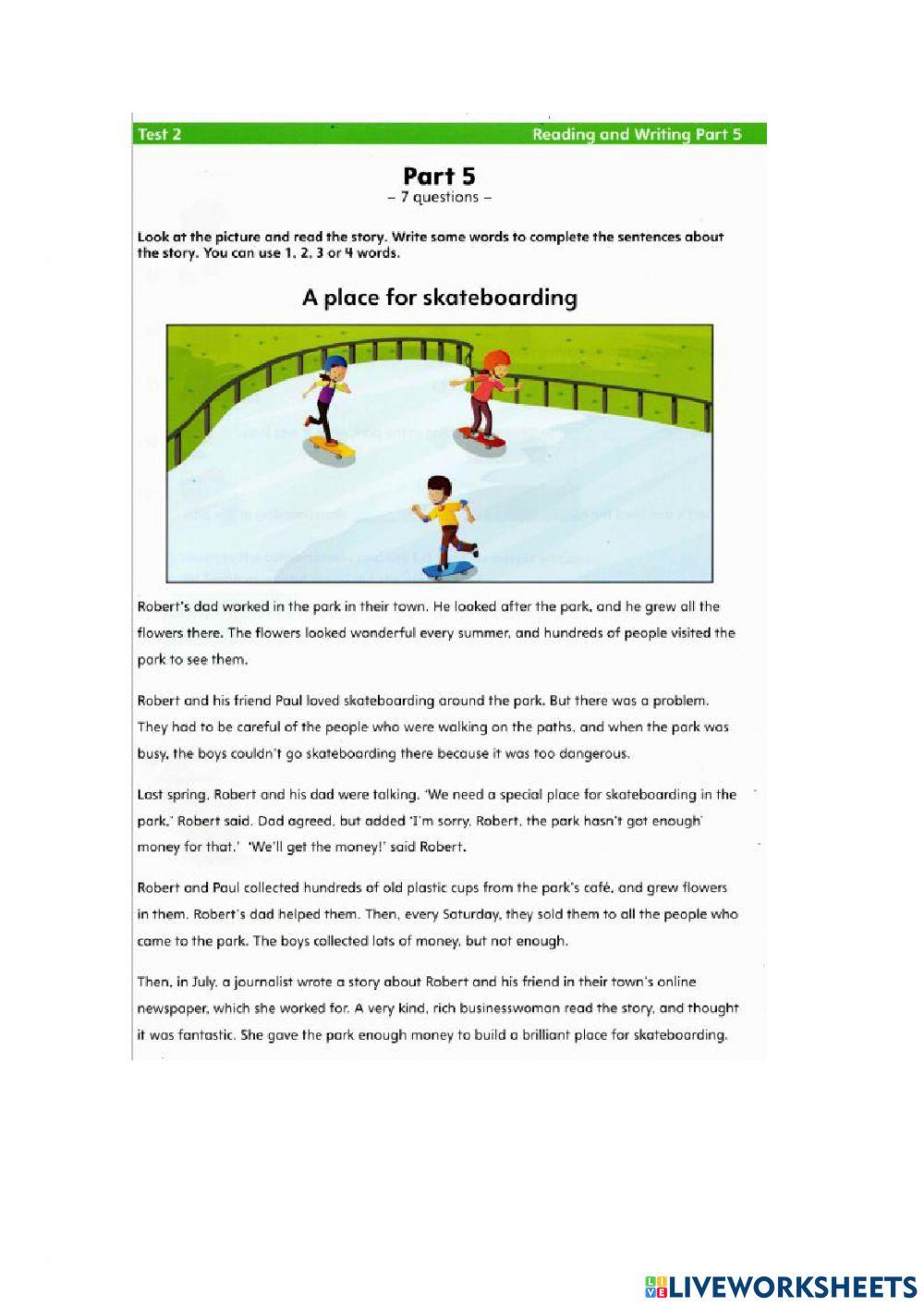 Flyers Reading and writing in A2 Trainers mini test (test 02)