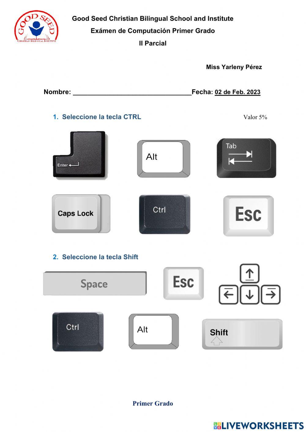 Examen Segundo Parcail Primer Grado