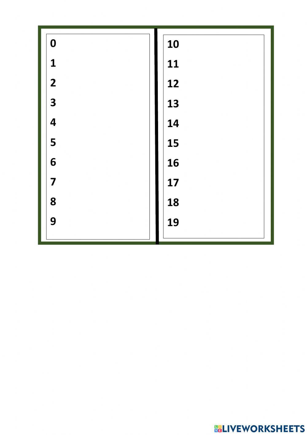 Πληκτρολογώ στα αγγλικά τους αριθμούς από το 1-19