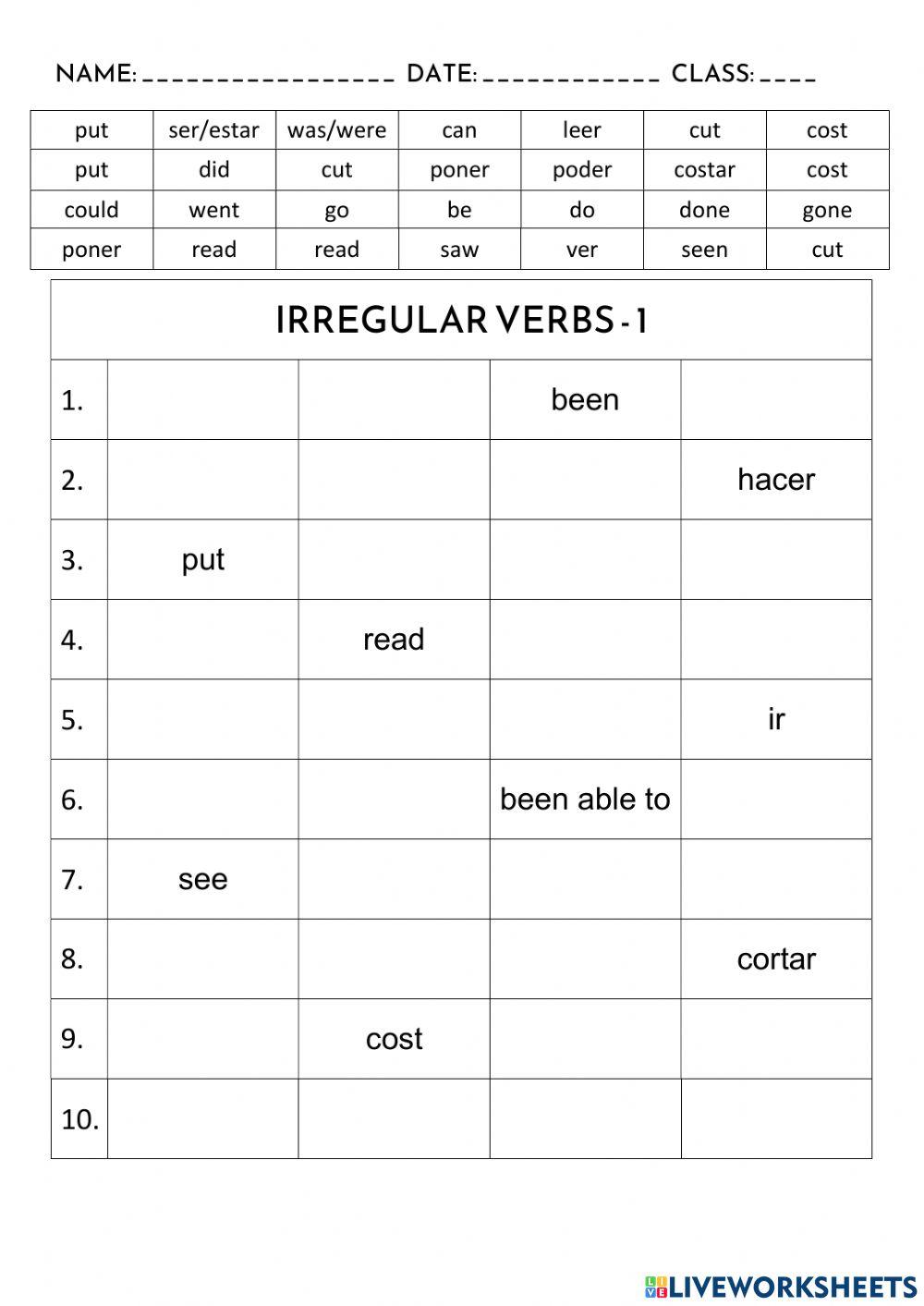 Irregular verbs 1