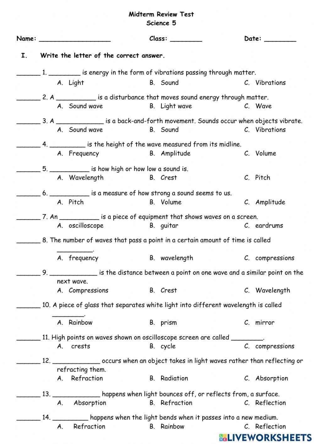 Sci F5 midterm test 2 Sci F5 midterm test 2
