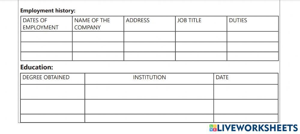 Filling out a job application form