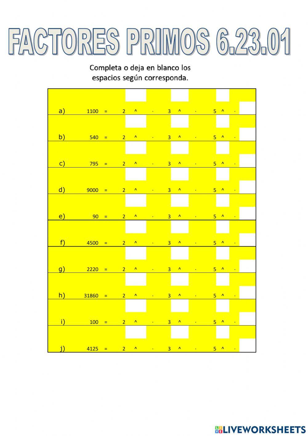 Factores primos 6.23.01