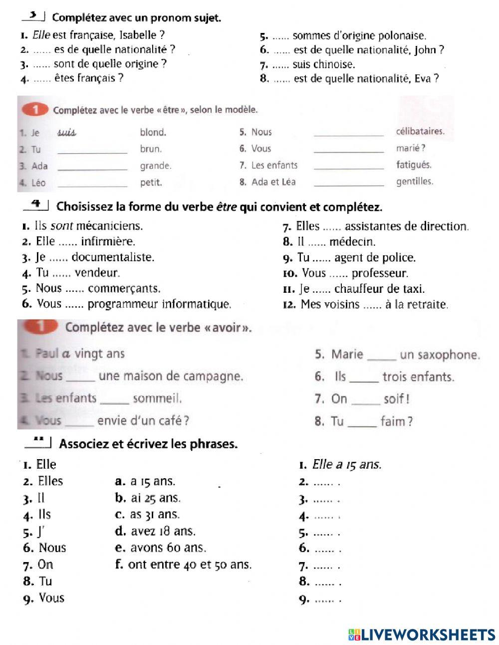 Les verbes être et avoir