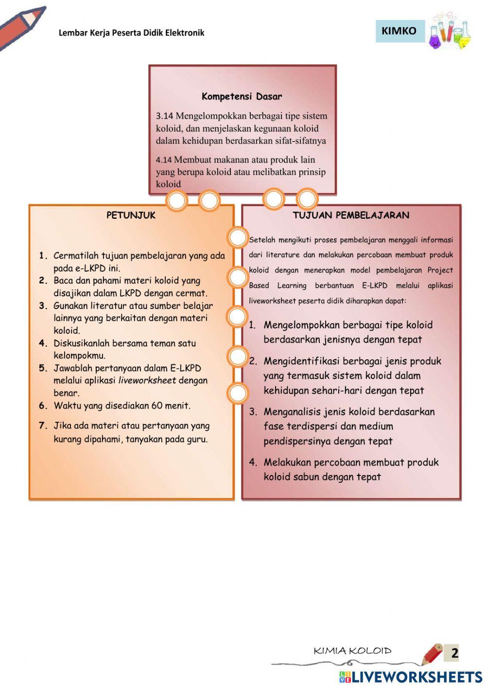 E-LKPD KOLOID K-1 dan K-2