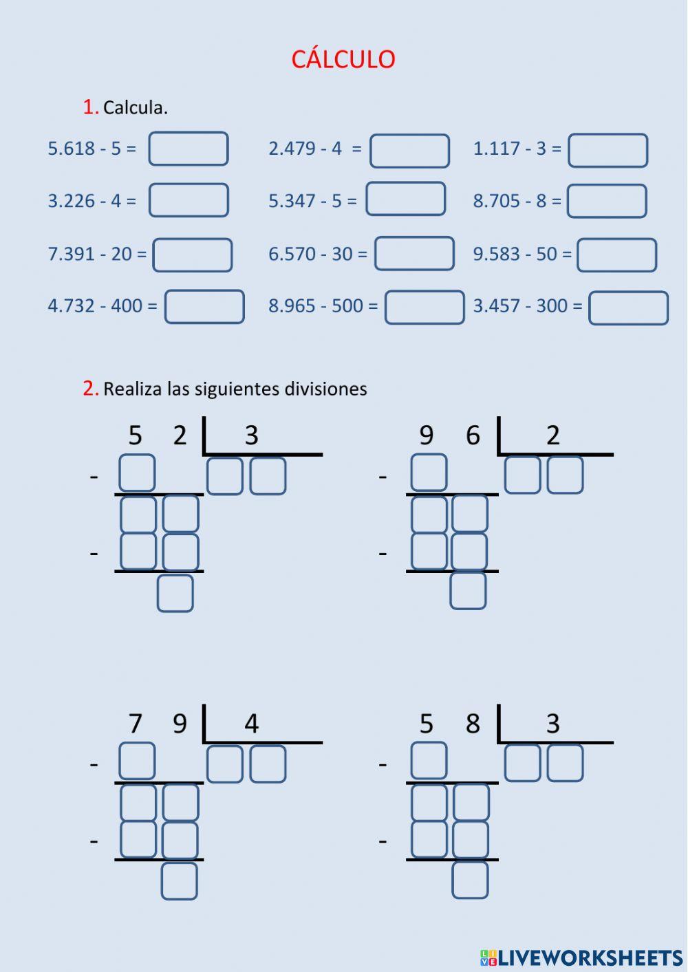Cálculo y operaciones