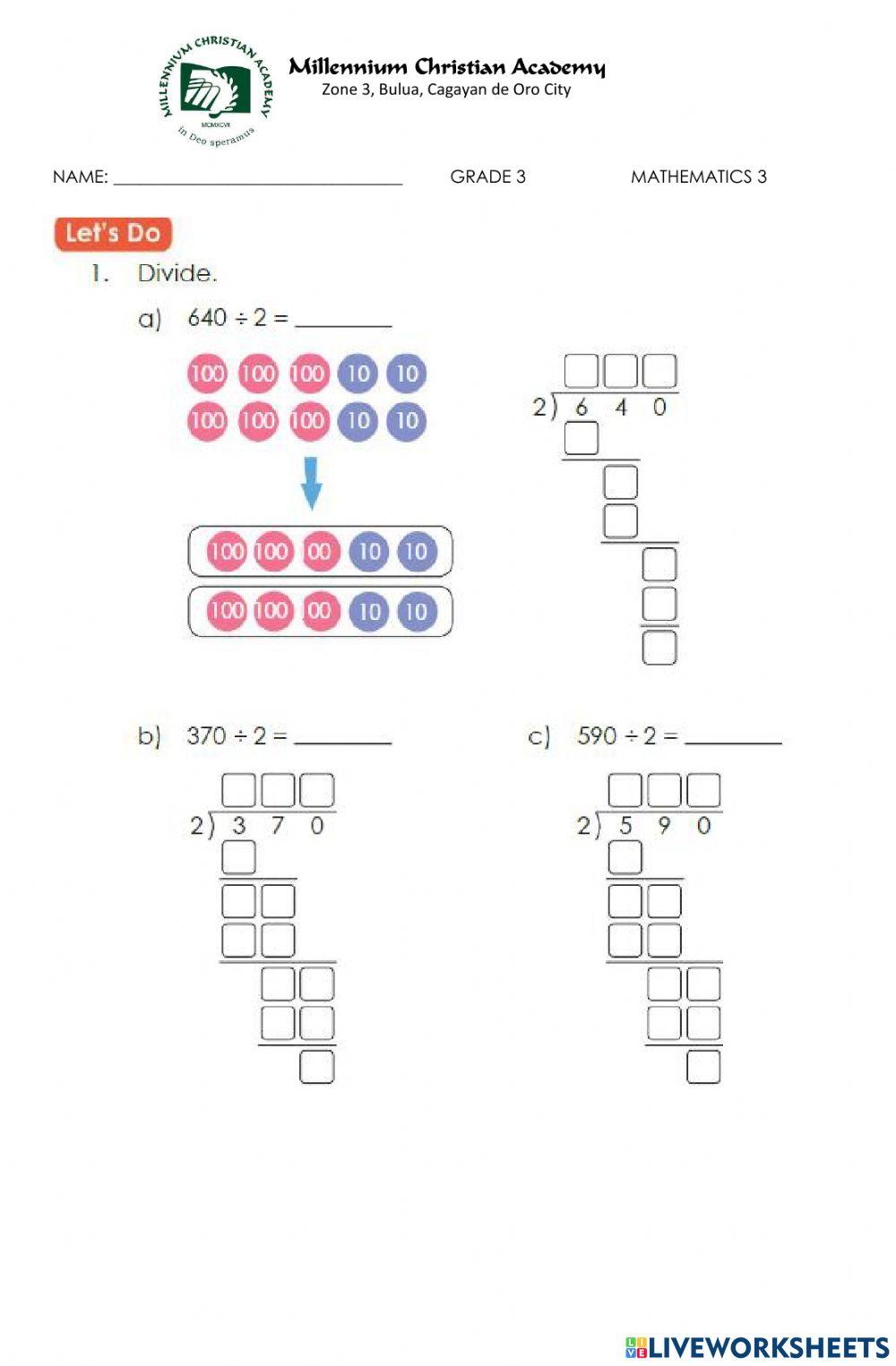 GRADE 3 MATH ACTIVITY online exercise for | Live Worksheets