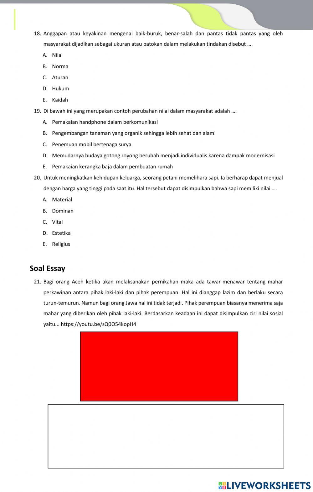 Evaluasi Materi Nilai dan Norma Sosial