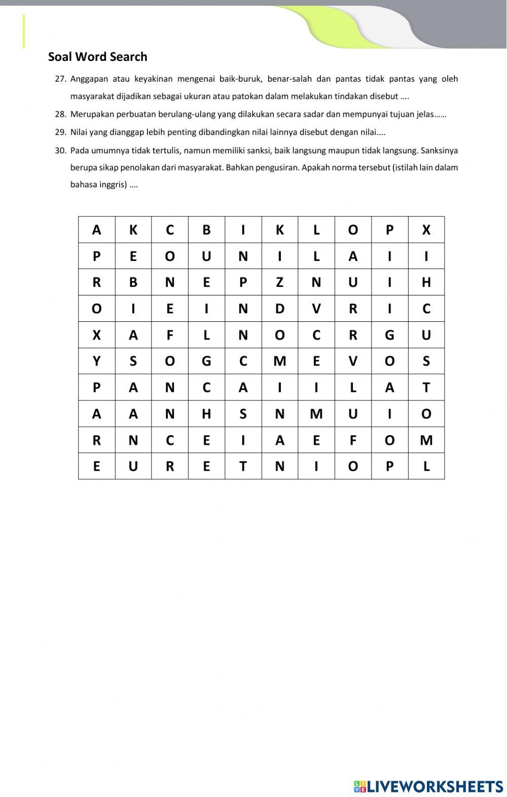 Evaluasi Materi Nilai dan Norma Sosial