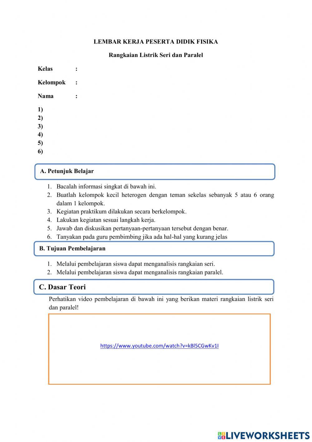 LKPD Rangkaian Seri dan Paralel