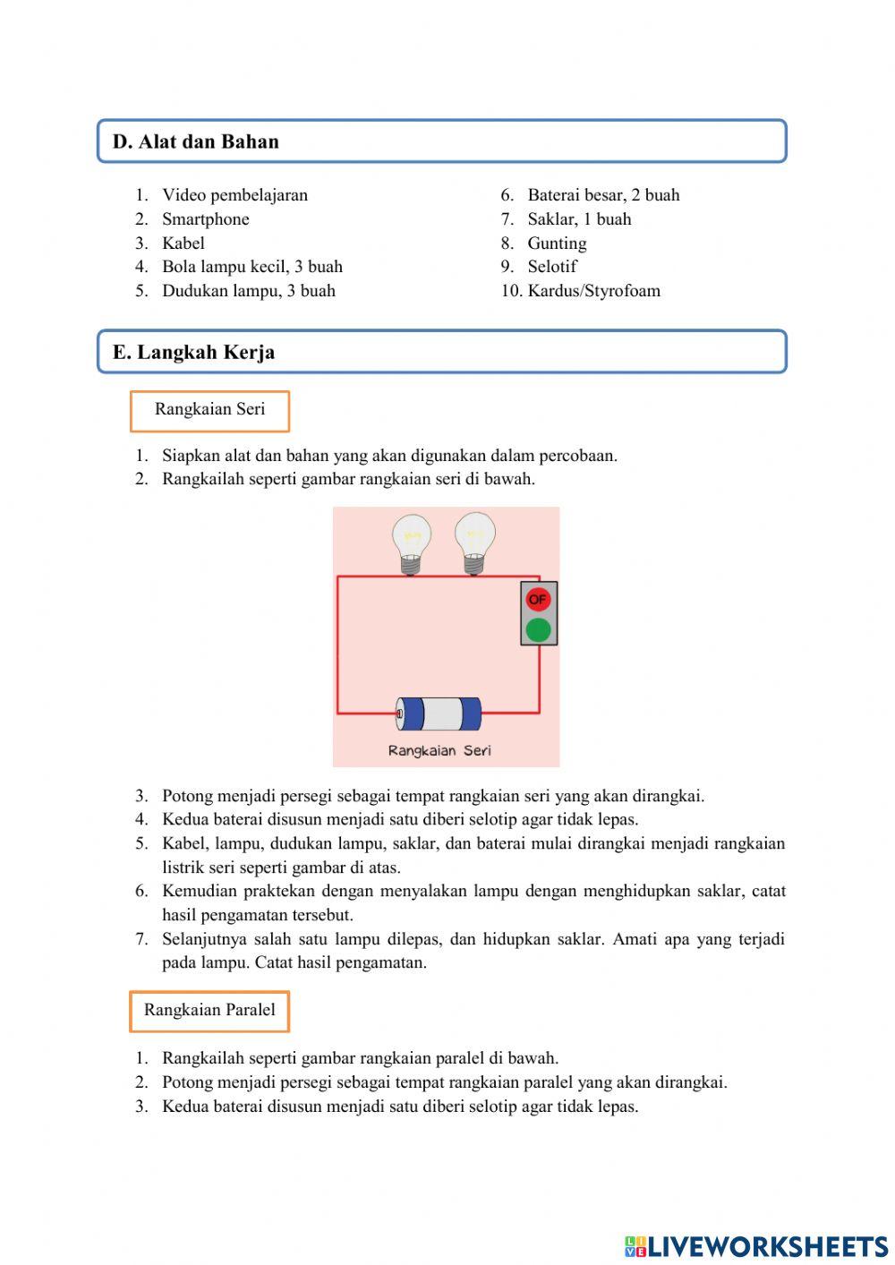 LKPD Rangkaian Seri dan Paralel