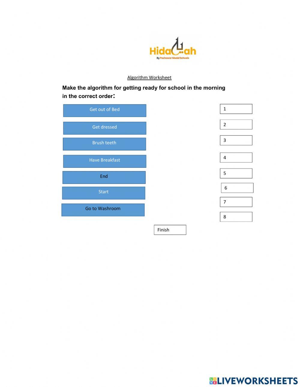 Algorithm online pdf activity | Live Worksheets