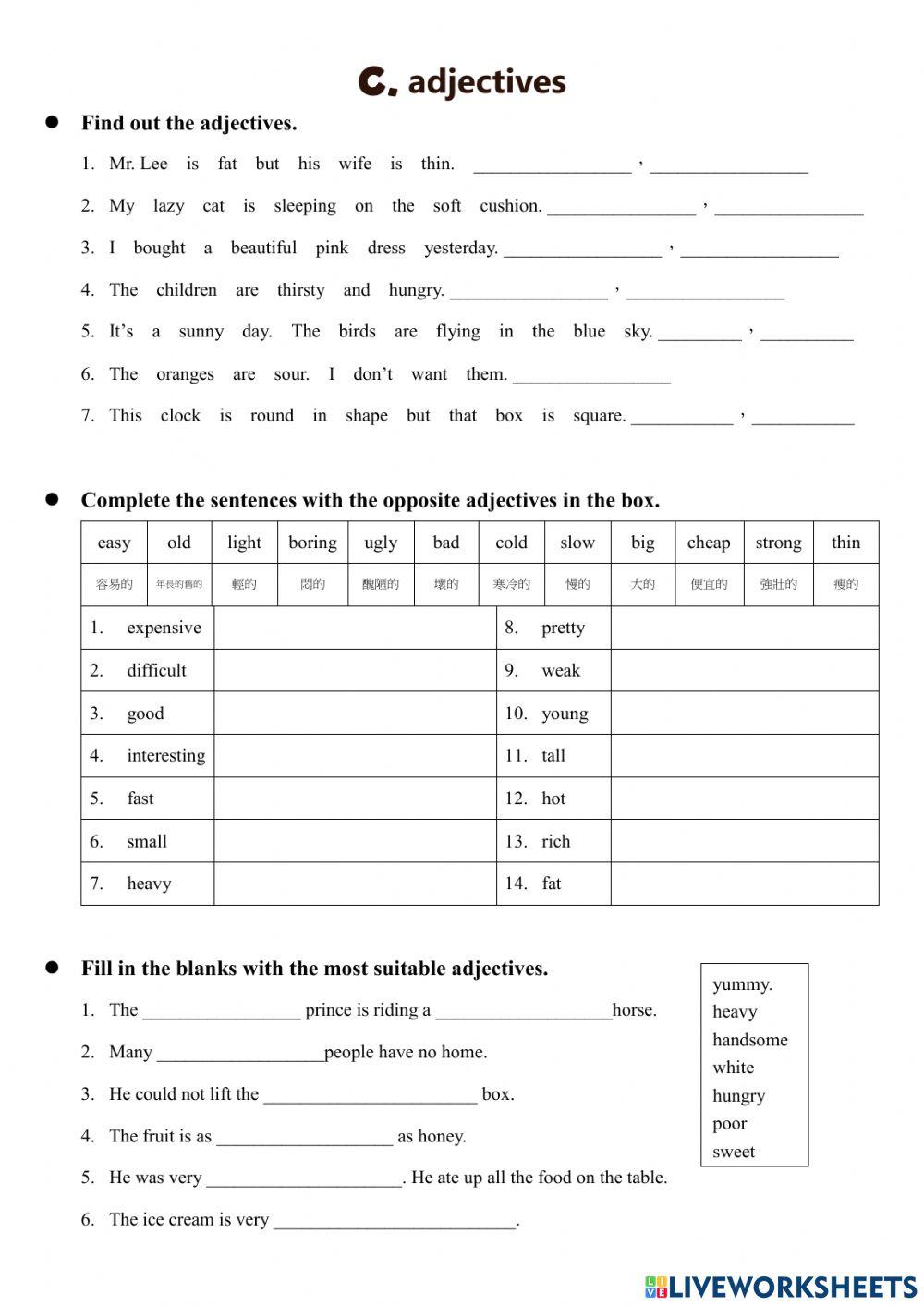 P5 2nd Exam Revision -- Adjectives