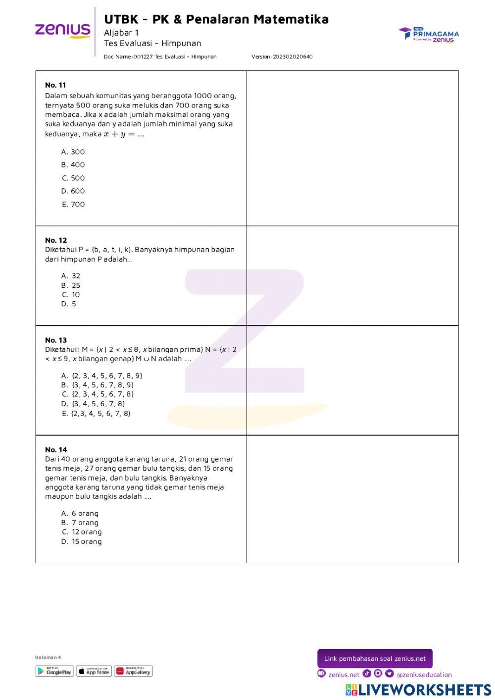 Tes Evaluasi - Himpunan