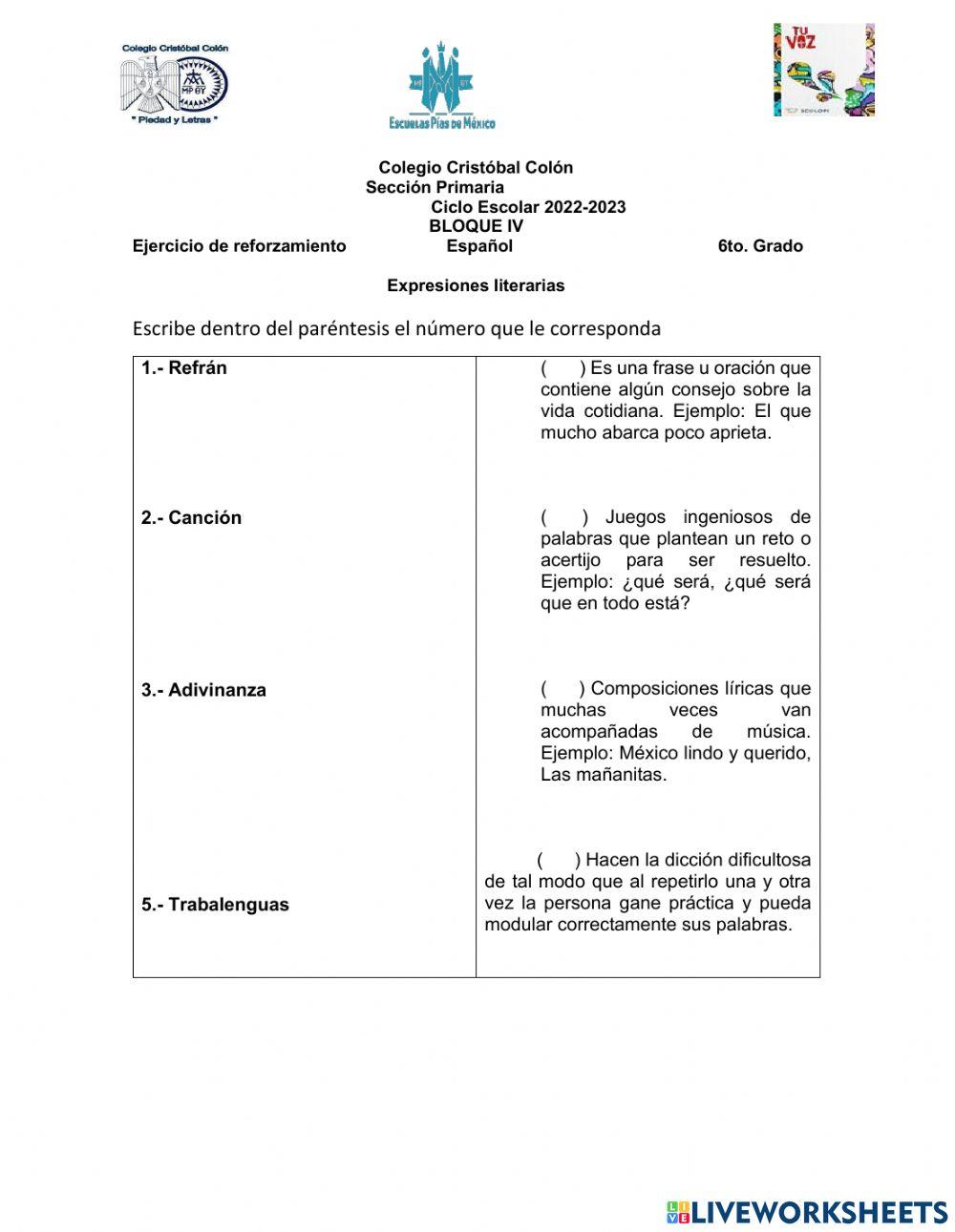 Expresiones literarias