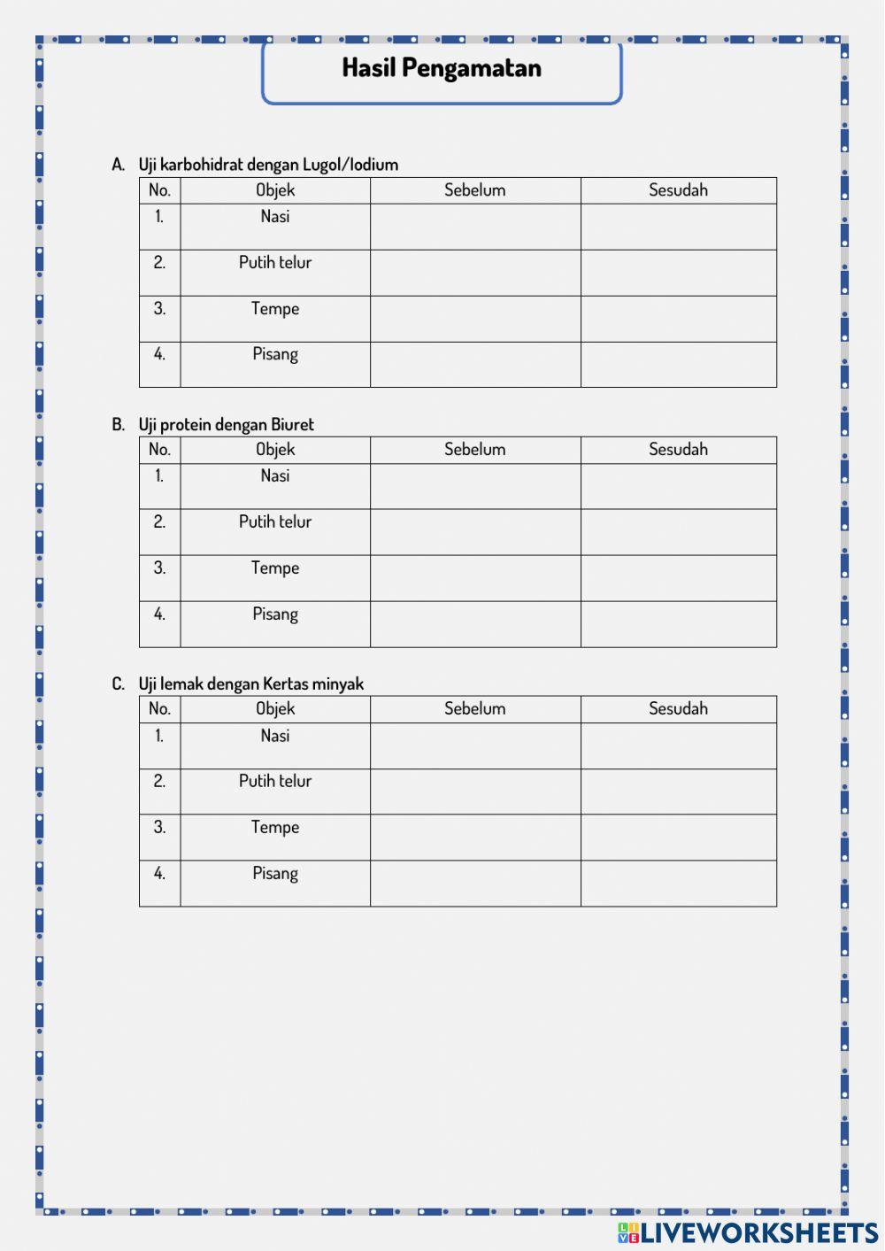 E-LKPD Uji Zat Makanan