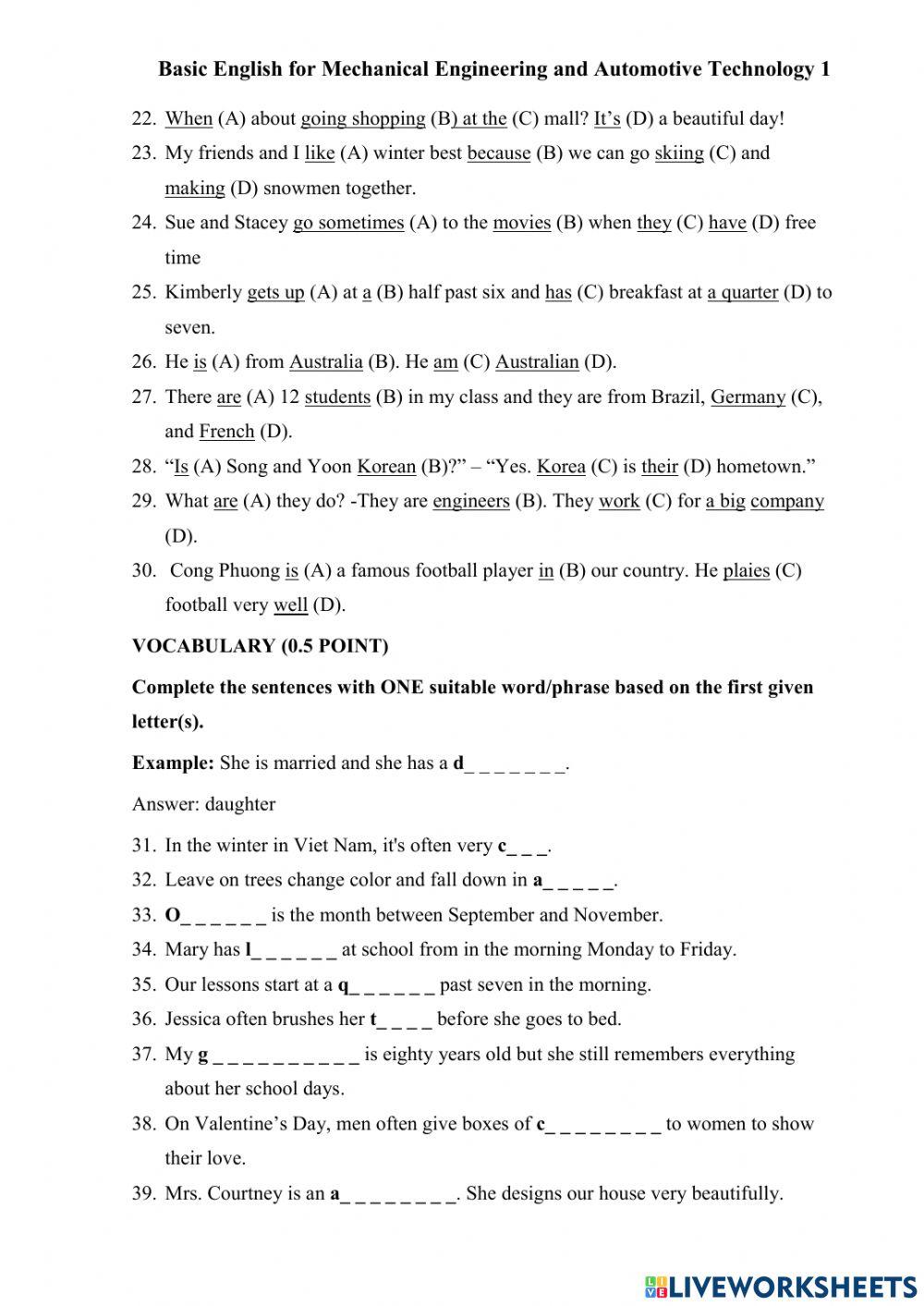 Sample Test 3 TACKOT1