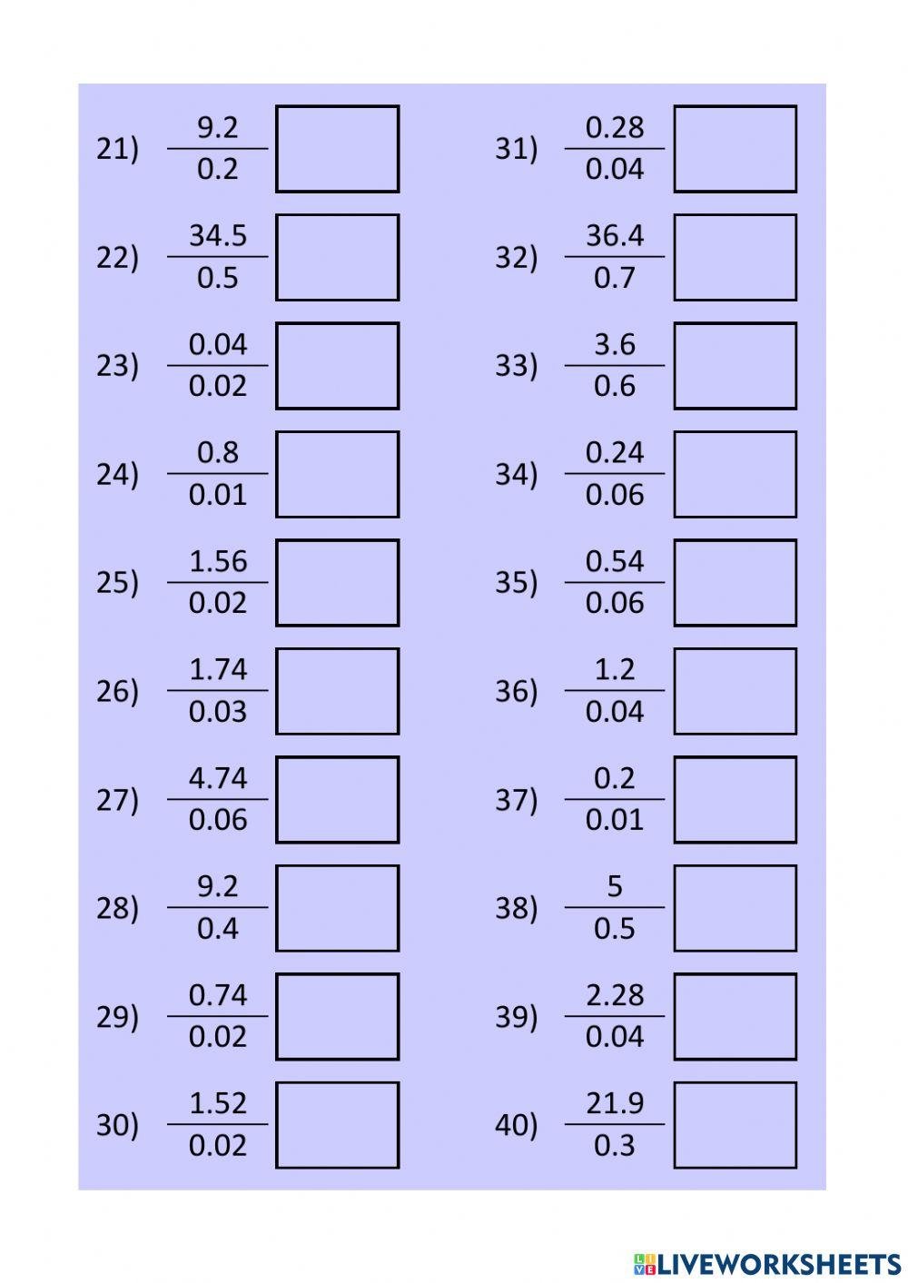WW L3 Fractions with decimals