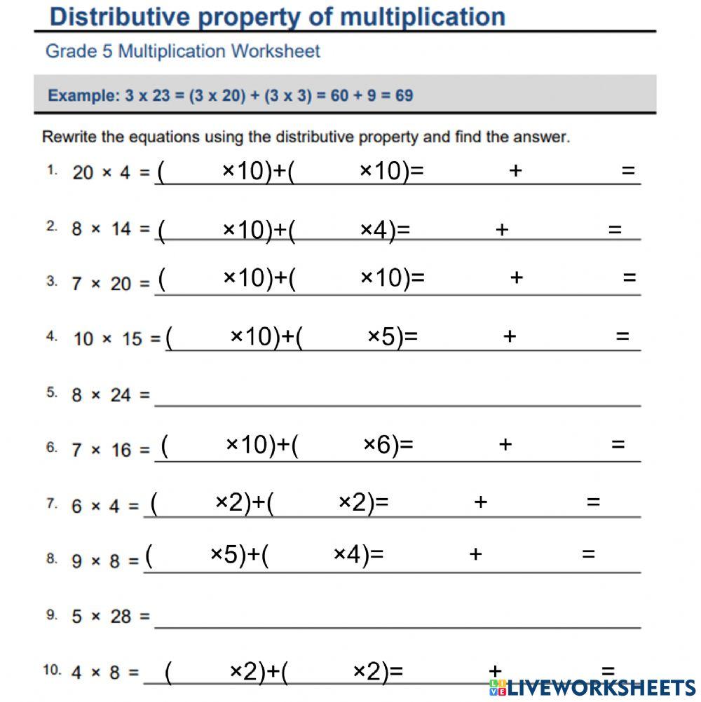 Multiplying Using Distributive Property