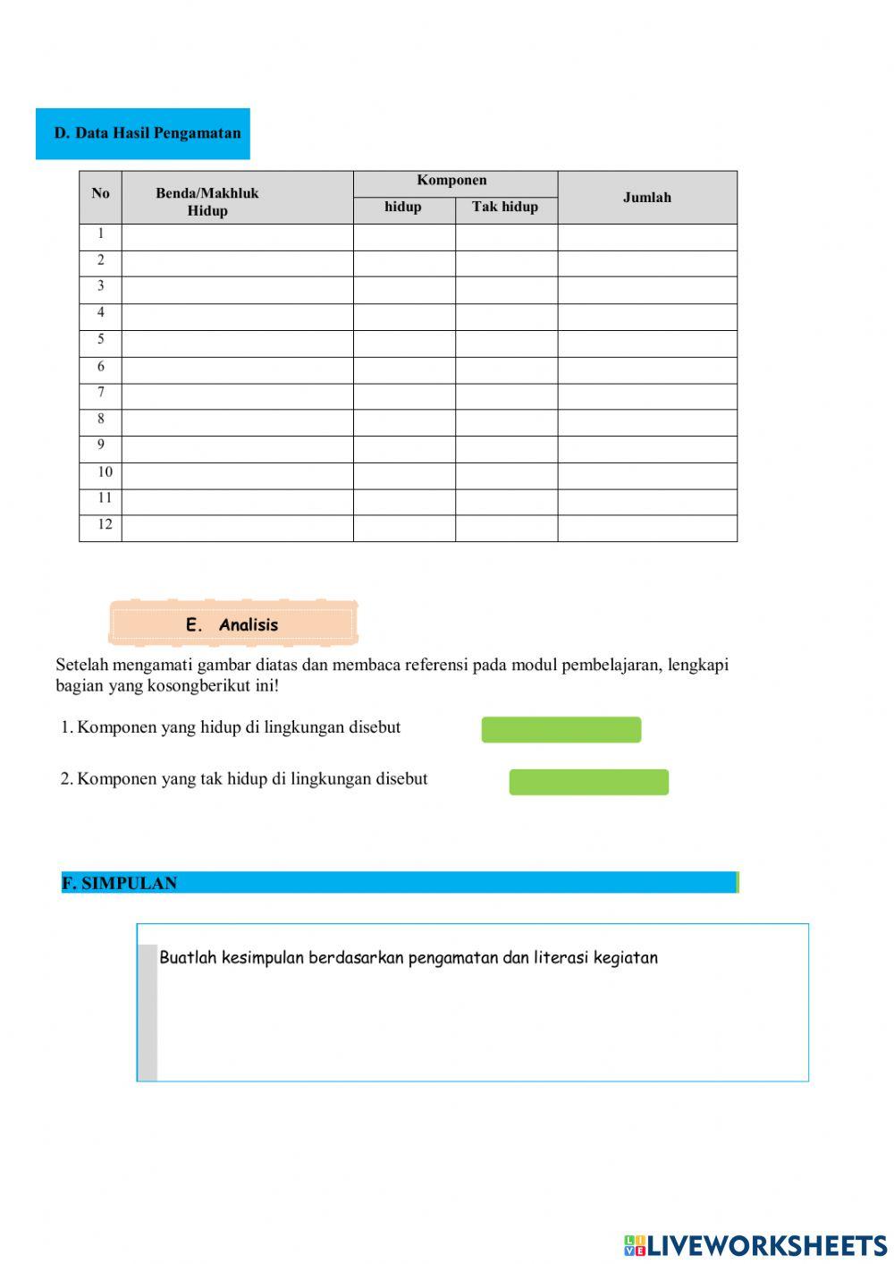 Lkpd interaksi makhluk hidup dan lingkungannya