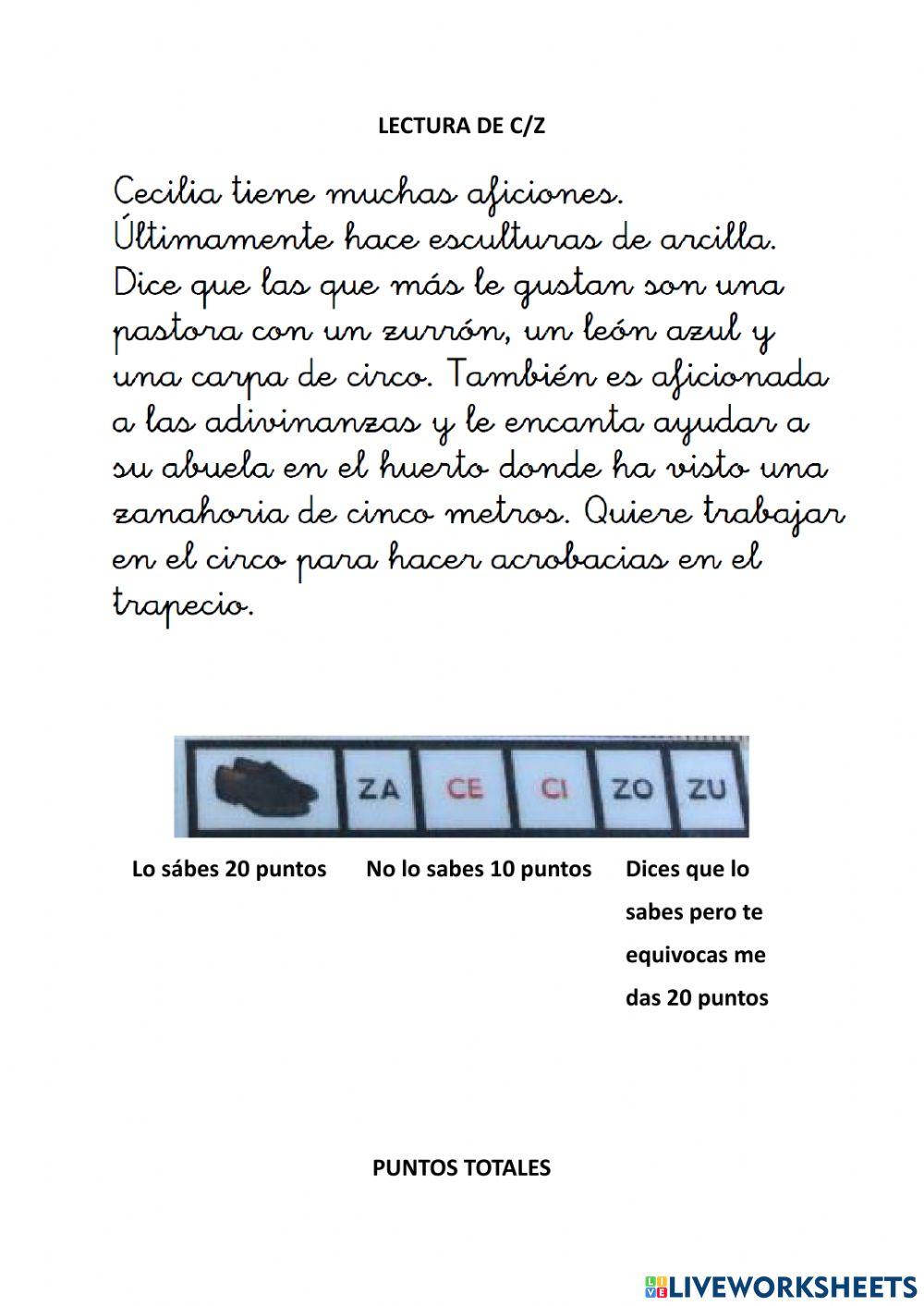 Lectura y dictado de palabras