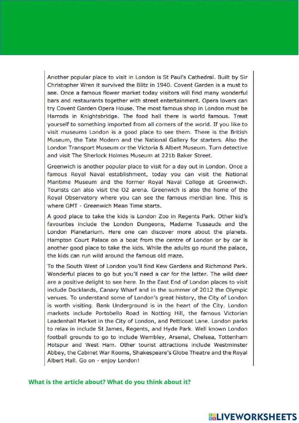 A visit to London - old article