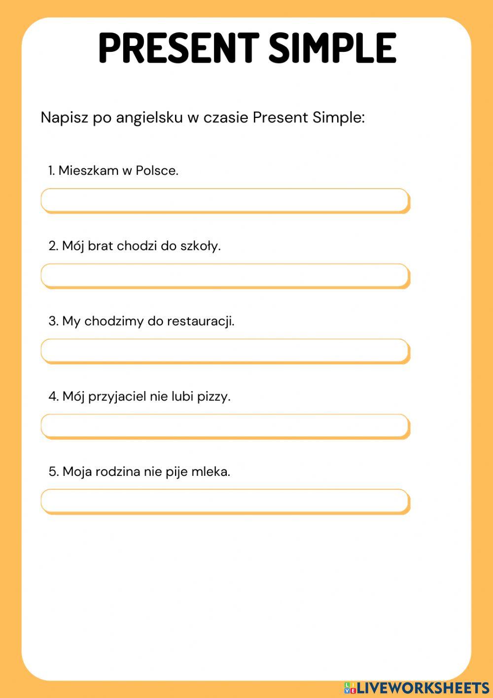 Present Simple Writing (polish)