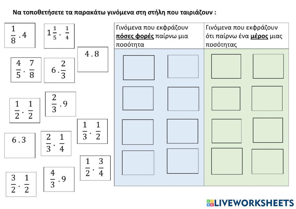 Πολλαπλασιασμός Κλάσμάτων