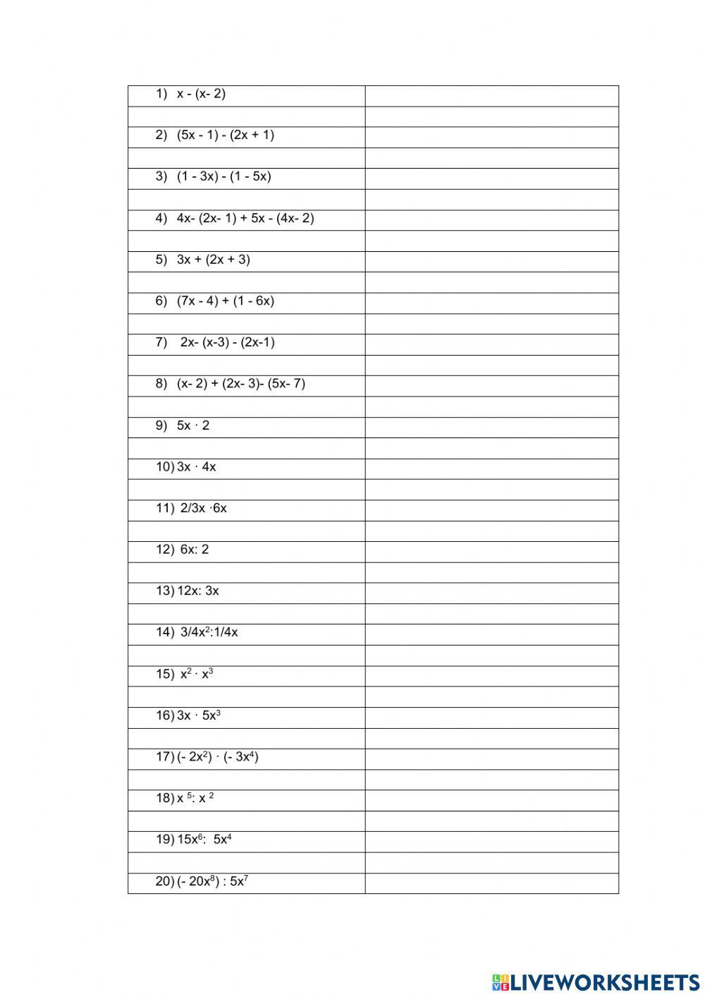 Expresiones algebraicas