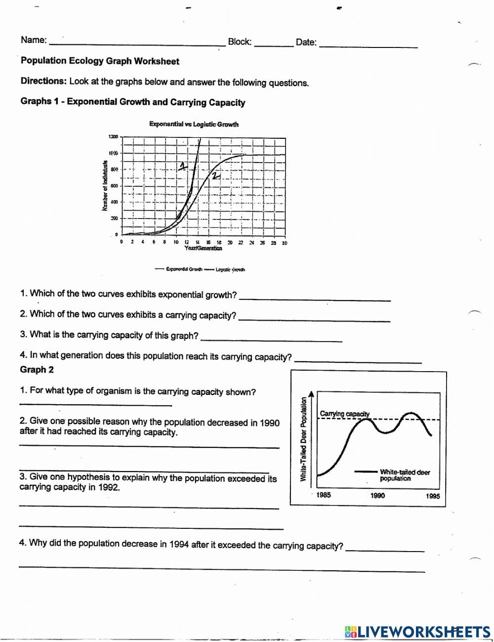 Population Ecology Worksheet