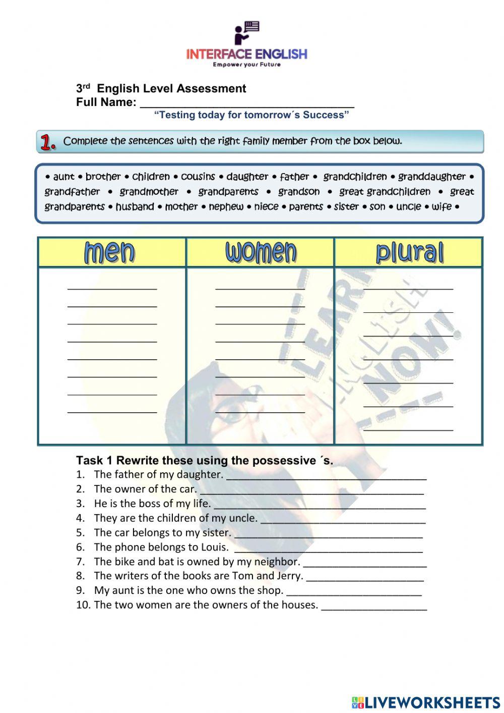 3rd Eglish Level Assessment