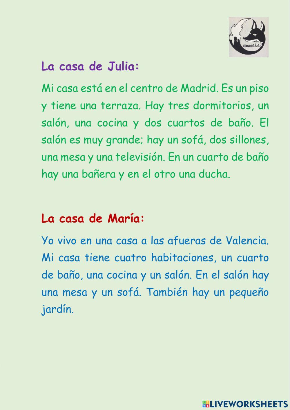 Las casas de María y Julia